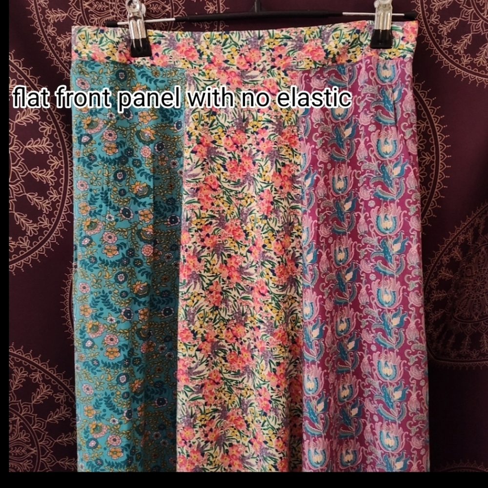 NWT NATURAL LIFE Valentina Turquoise Mixed Print Floral Midi Skirt *Vintage* - Picture 8 of 9